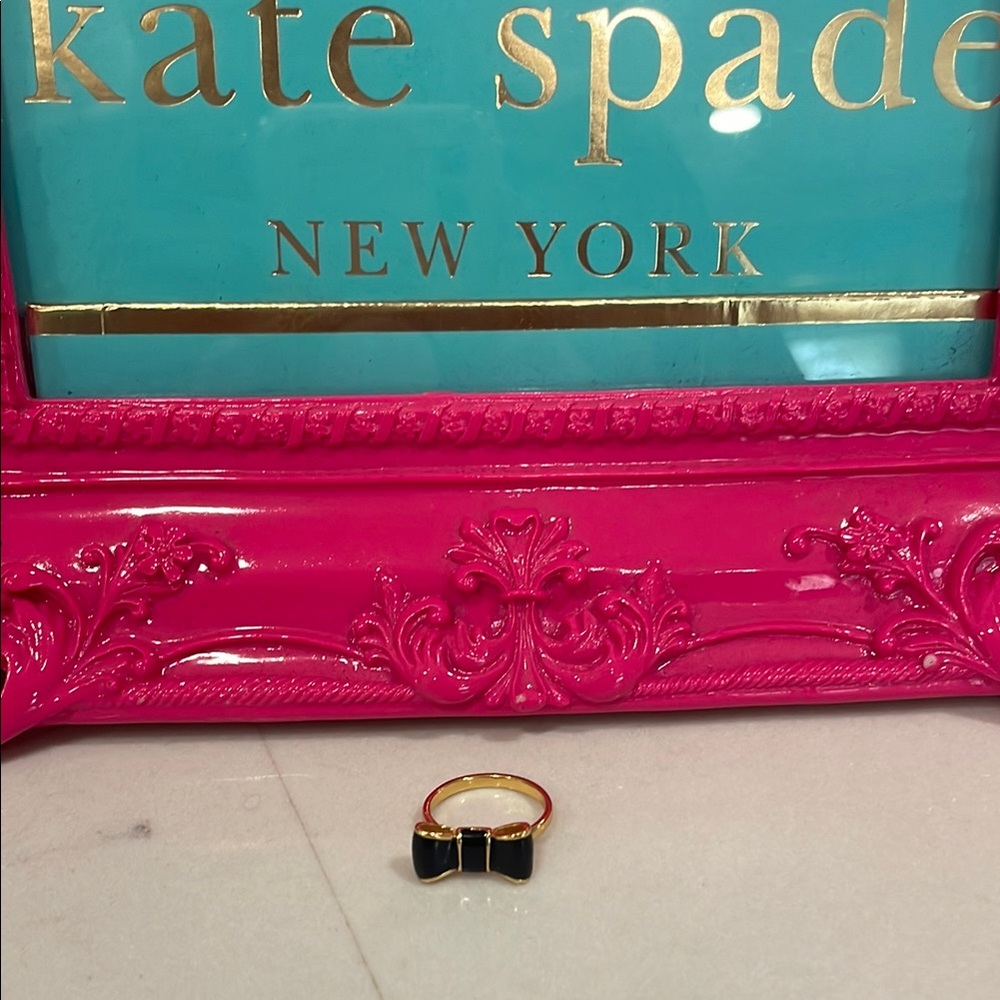 Kate Spade Black and Gold Bow Ring